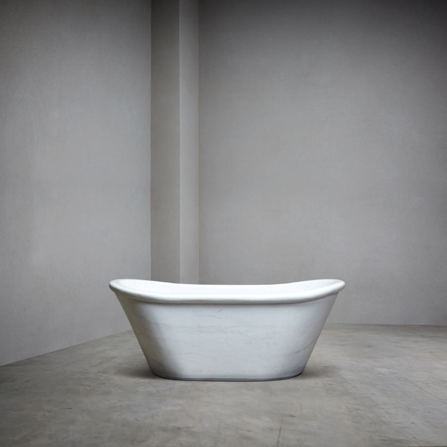 Bianco Italian Marble Roll Top Luxury Bath | Honed Marble Luxury Bath