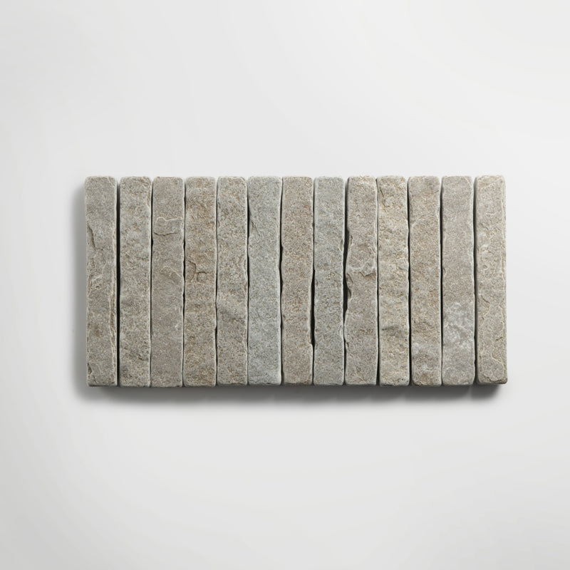 Bordeaux Argento Soldier Course | Tumbled Limestone Distressed Greige Floor & Wall Tile