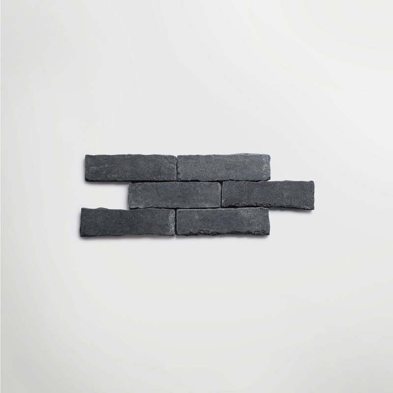 Bordeaux Black Parquet | Tumbled Limestone Distressed Black Floor Tile
