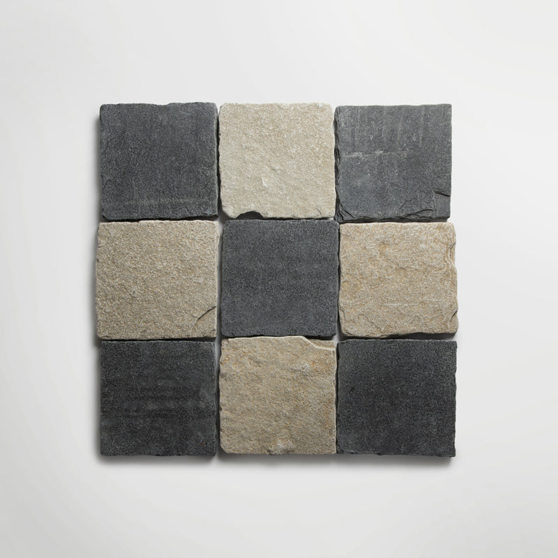 Bordeaux Black Squares | Distressed Limestone