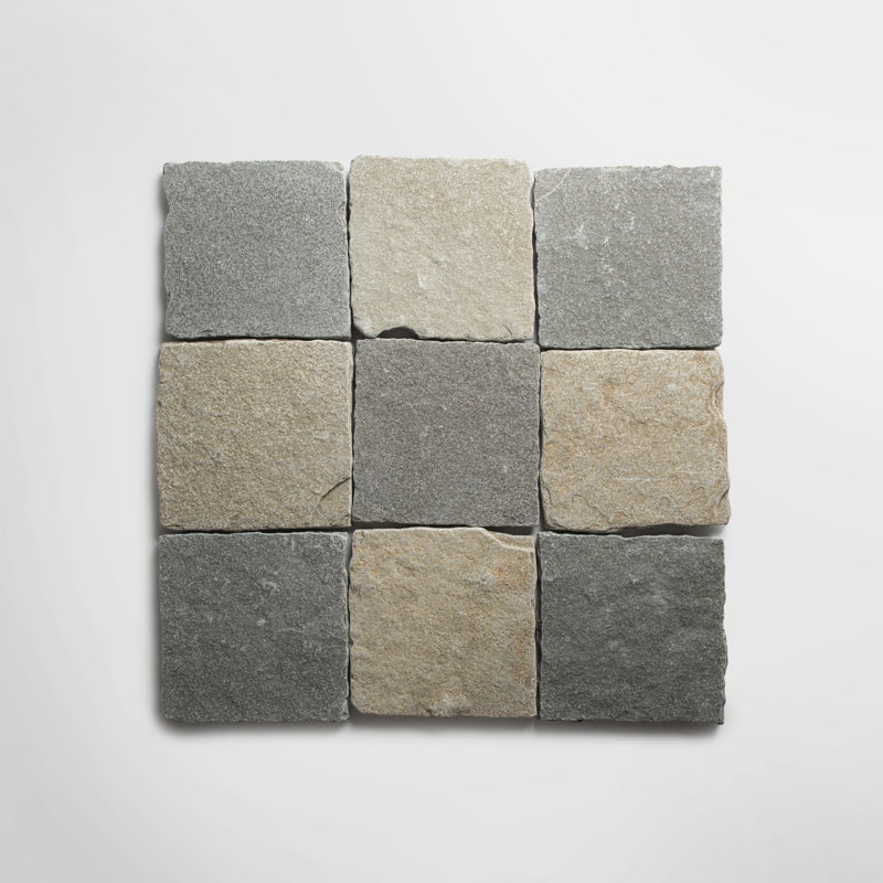 Bordeaux Blue Squares | Tumbled Limestone