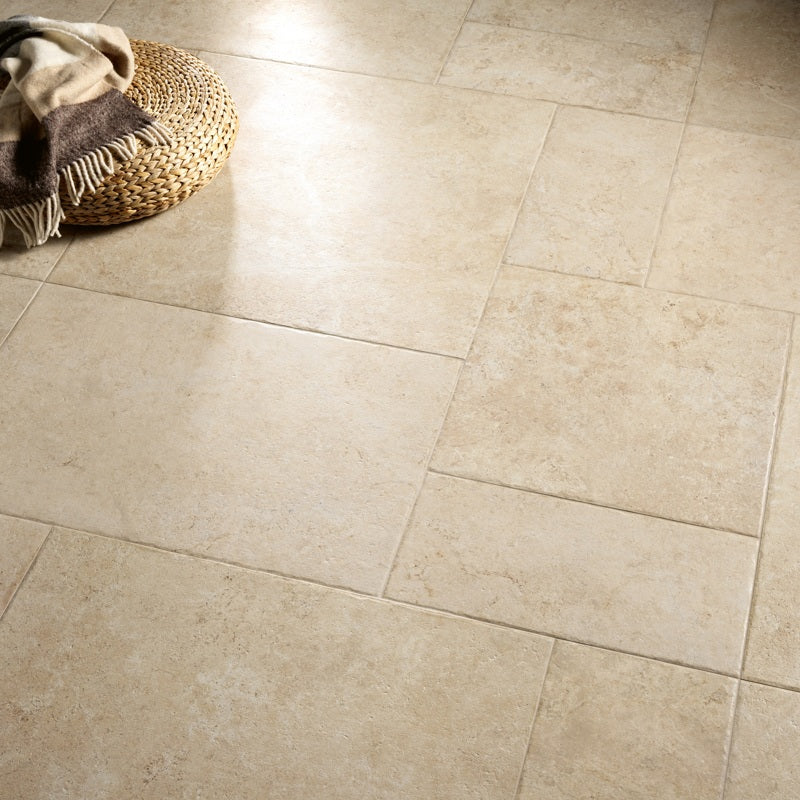 Chateaux Beige | Brushed Porcelain Limestone Effect Beige Floor Tile