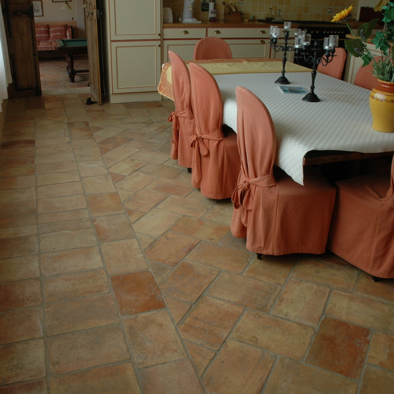 Genuine Antique Nimes Parefeuille Terracotta | Rustik Terracotta Genuine Reclaimed Beige Floor Tile
