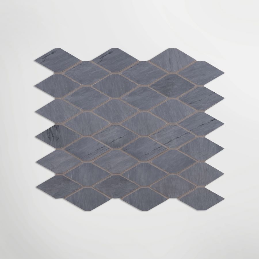 Italian Bardiglio Long Hexagon Mosaic Medium | Polished Marble Stone Grey Floor & Wall Tile