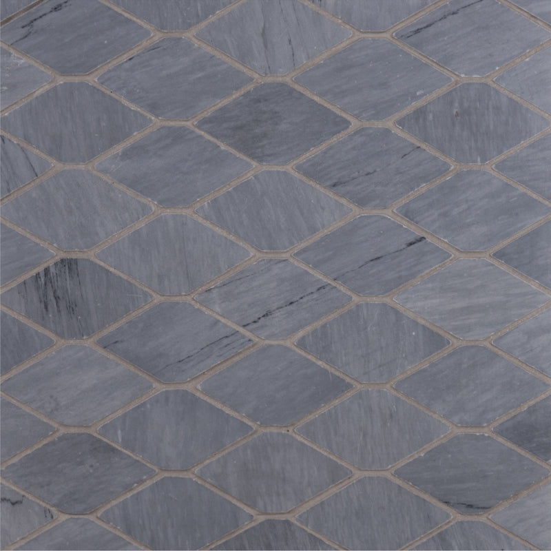 Italian Bardiglio Long Hexagon Mosaic Medium | Polished Marble Stone Grey Floor & Wall Tile