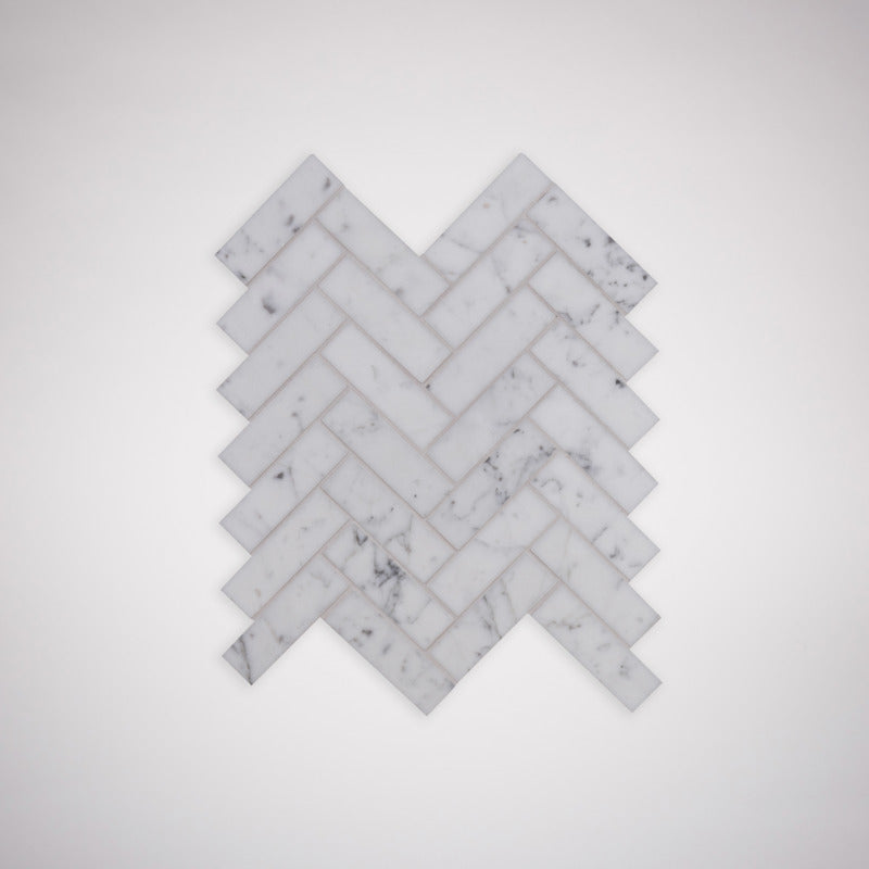 Italian Bianco Carrara Extra Parquet Mosaic Medium - Stone Marble