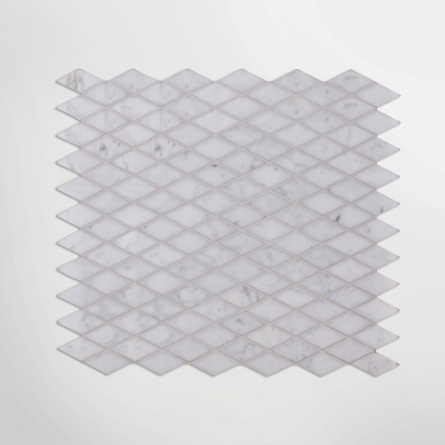 Italian Calacatta Oro Diamond Mosaic Small | Honed Marble Stone White Floor & Wall Tile