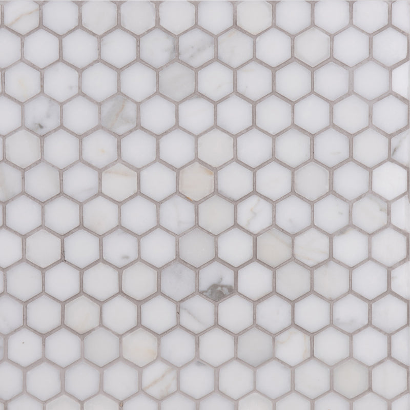 Italian Calacatta Oro Hexagon Mosaic Small