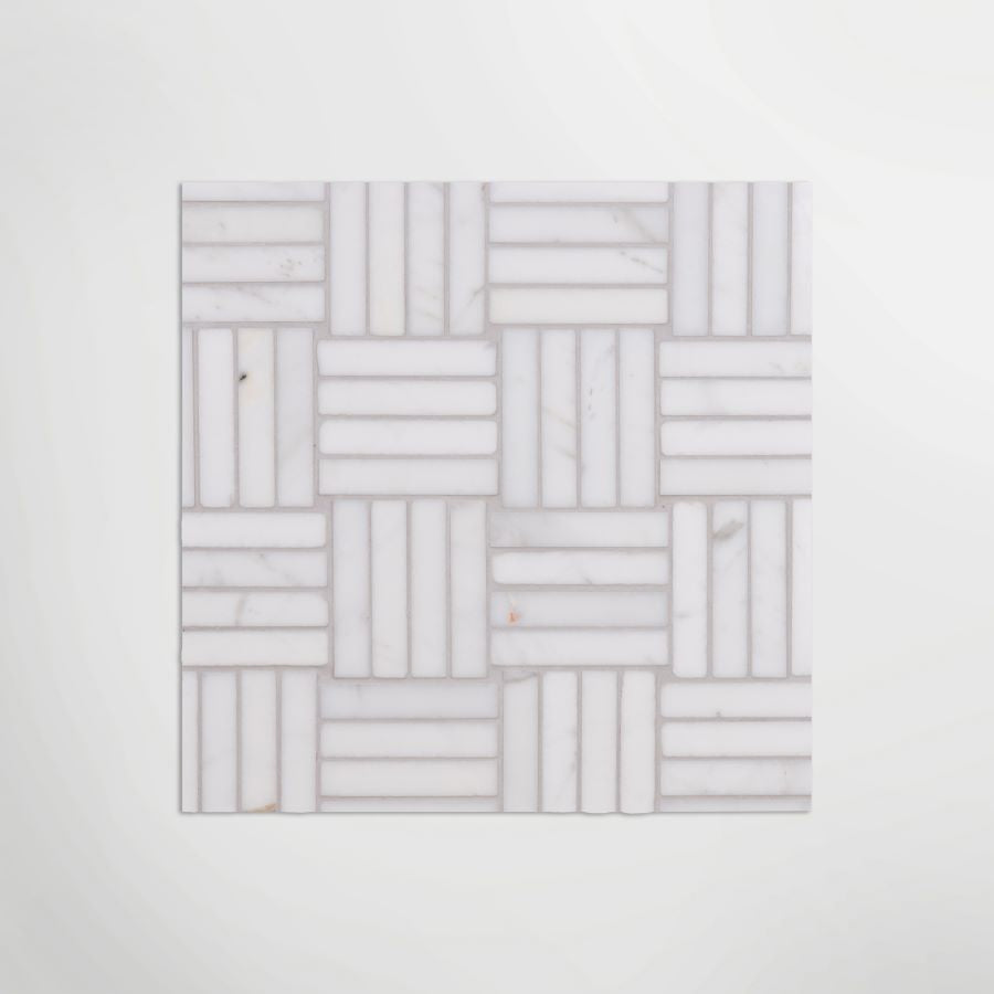 Italian Calacatta Oro Tatami Mosaic | Polished Marble Stone White Floor & Wall Tile