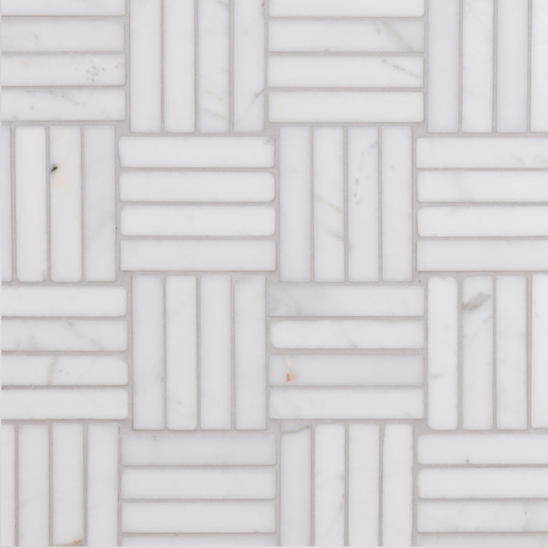 Italian Calacatta Oro Tatami Mosaic | Polished Marble Stone White Floor & Wall Tile