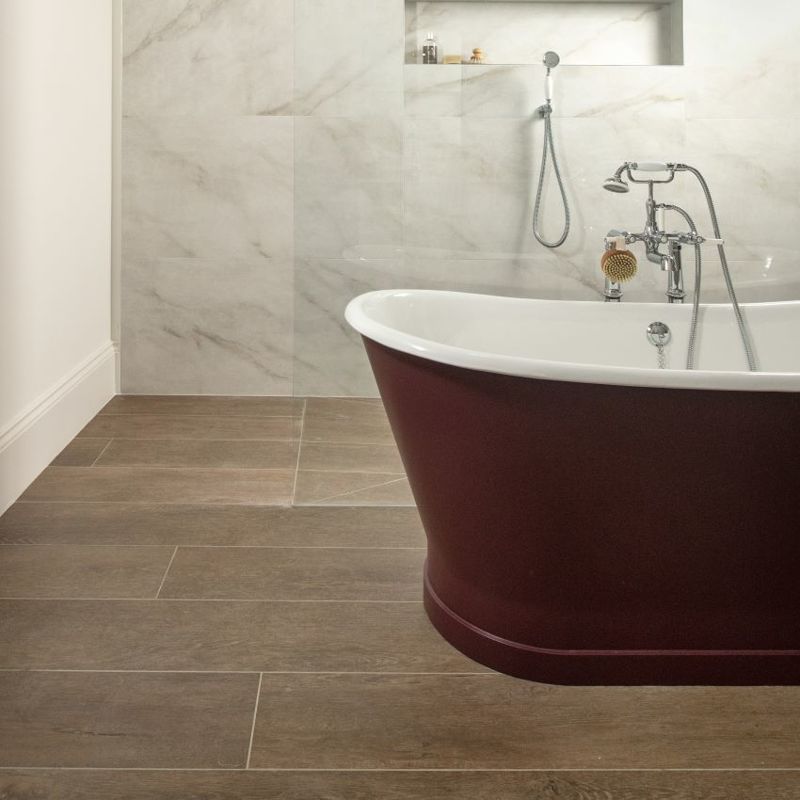 Lenke Walnut | Textured Porcelain Wood Effect Brown Floor & Wall Tile