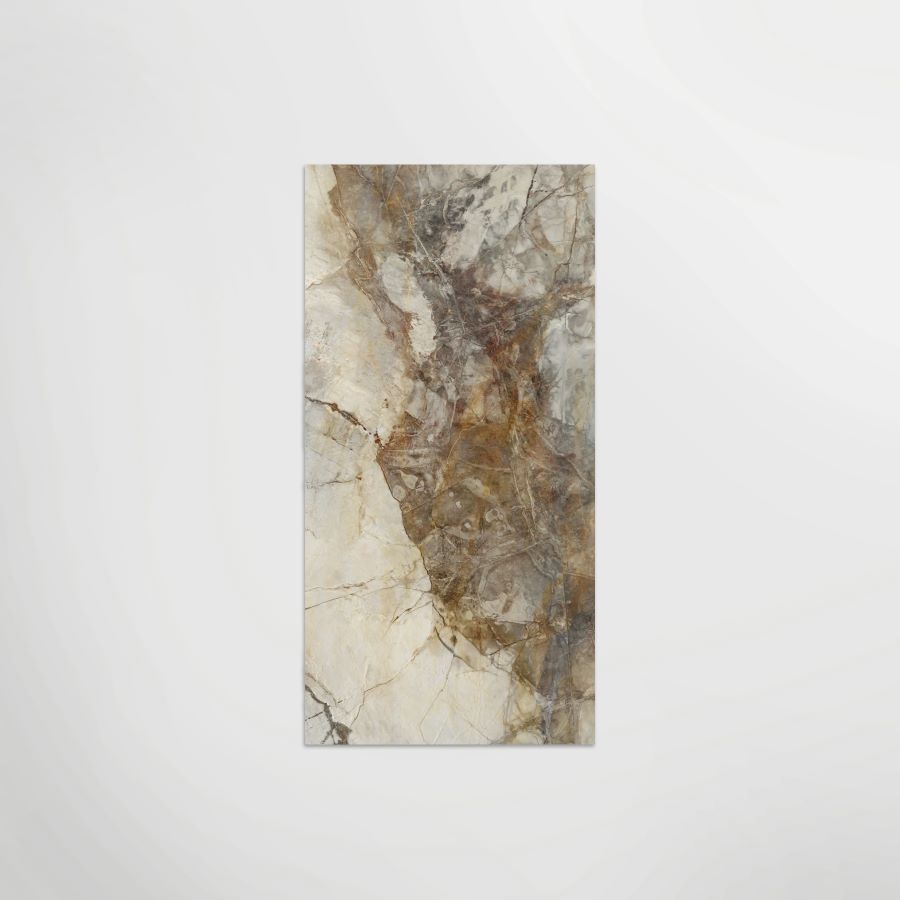 Mirrored Marble Gold A | Polished Porcelain Marble Effect Ivory Floor & Wall Tile