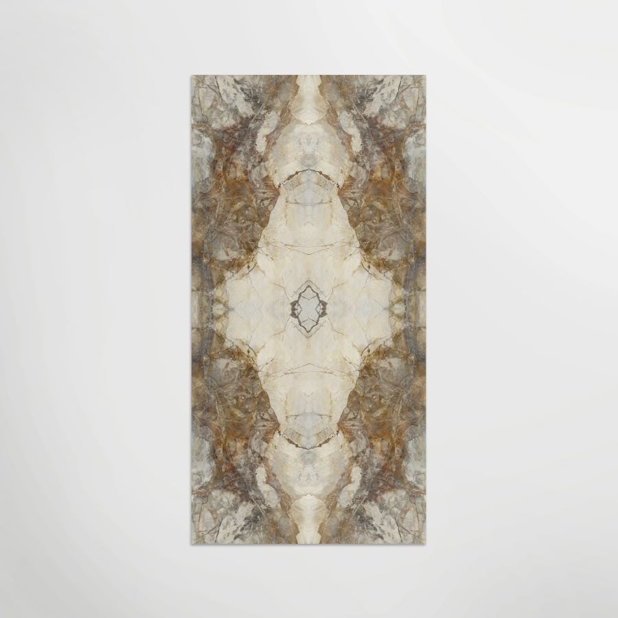 Mirrored Marble Gold A | Polished Porcelain Marble Effect Ivory Floor & Wall Tile