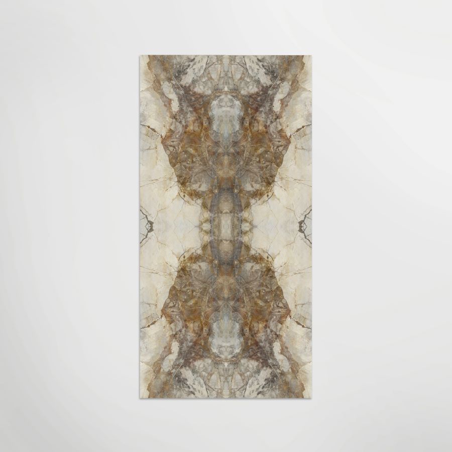 Mirrored Marble Gold B | Polished Porcelain Marble Effect Ivory Floor & Wall Tile