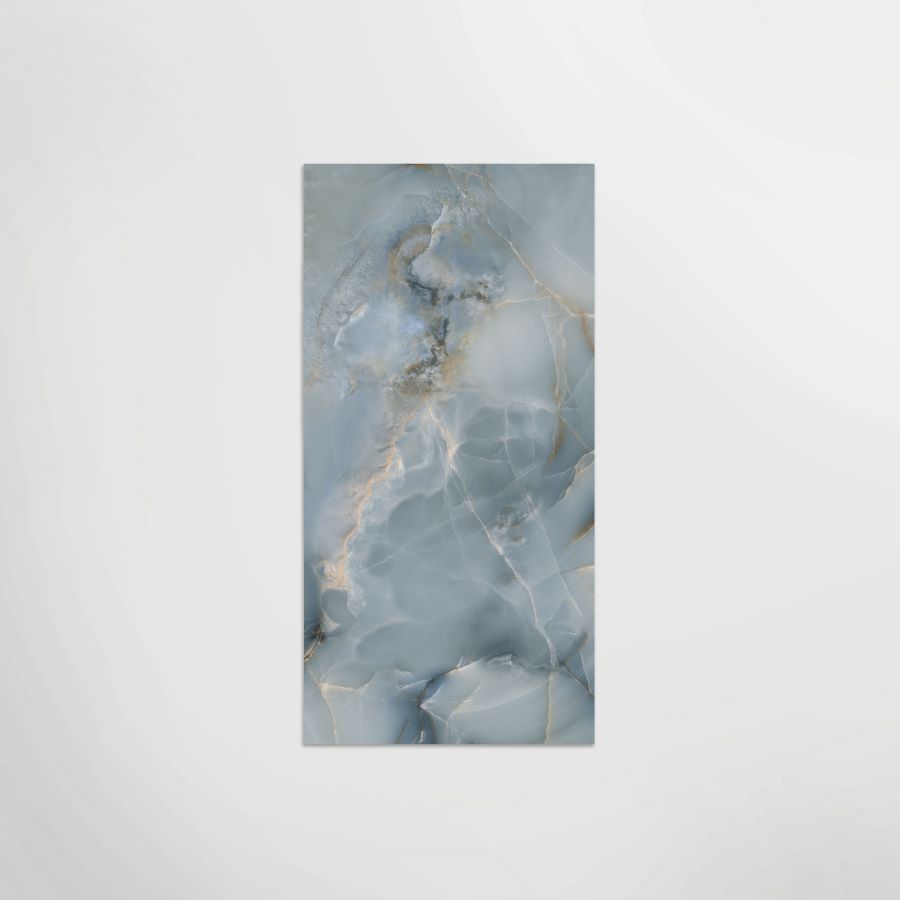Mirrored Marble Onice Sky A | Polished Porcelain Marble Effect Blue Floor & Wall Tile