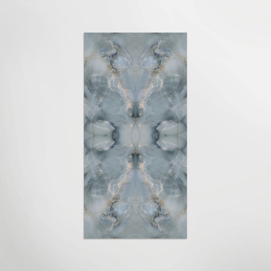 Mirrored Marble Onice Sky A | Polished Porcelain Marble Effect Blue Floor & Wall Tile