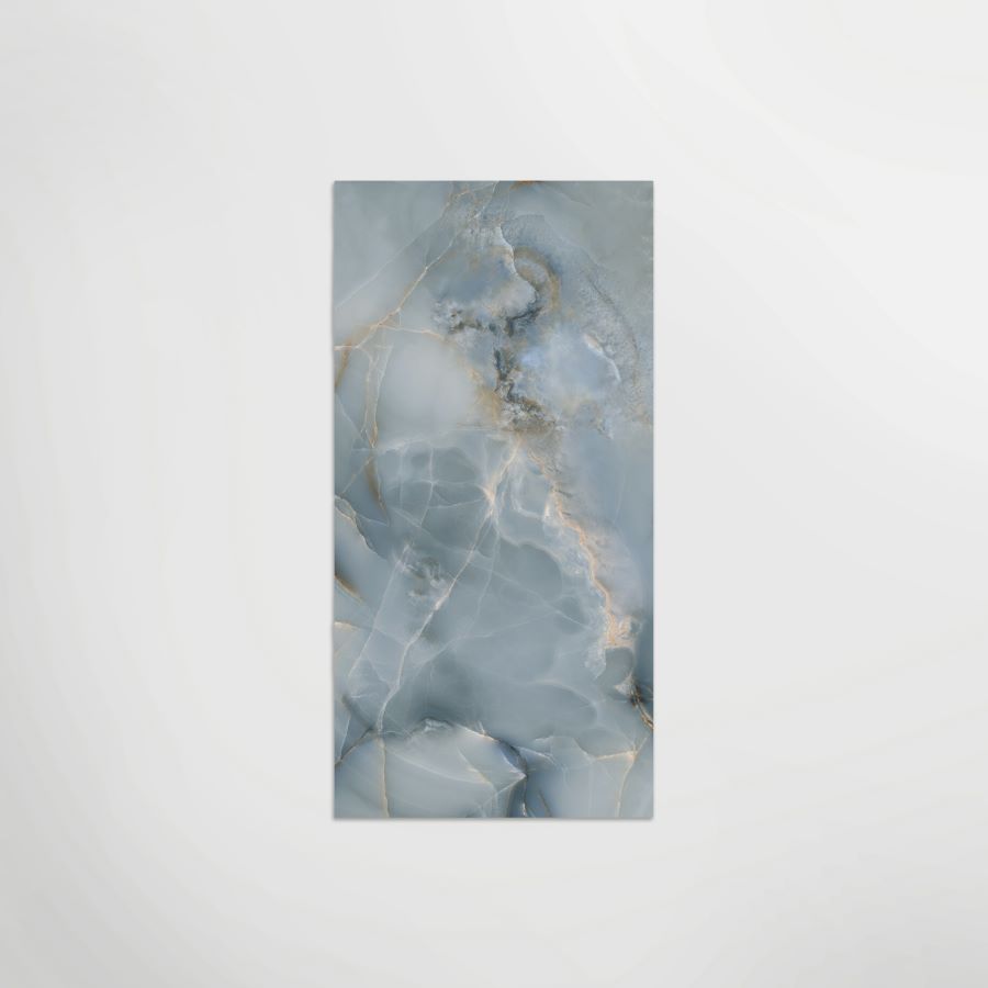 Mirrored Marble Onice Sky B | Polished Porcelain Marble Effect Blue Floor & Wall Tile