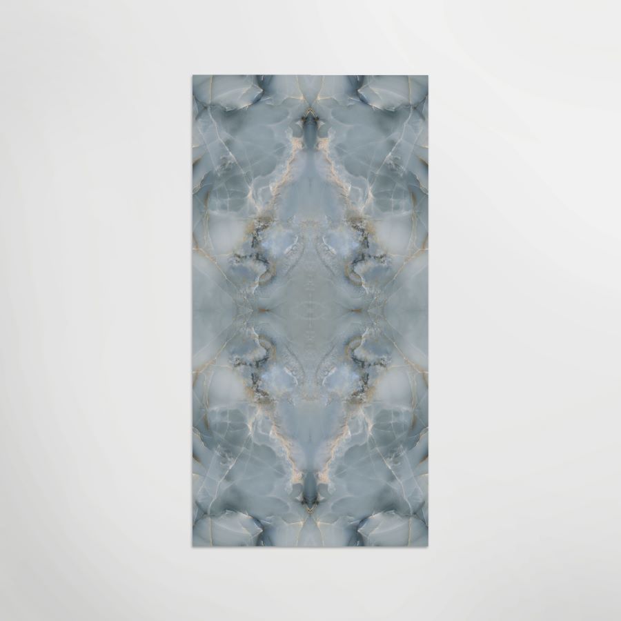 Mirrored Marble Onice Sky B | Polished Porcelain Marble Effect Blue Floor & Wall Tile