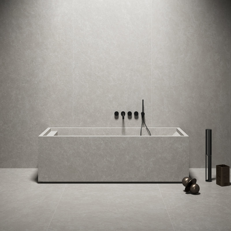 Port Stone Light Grey | Matt Porcelain Limestone Effect Grey Floor & Wall Tile