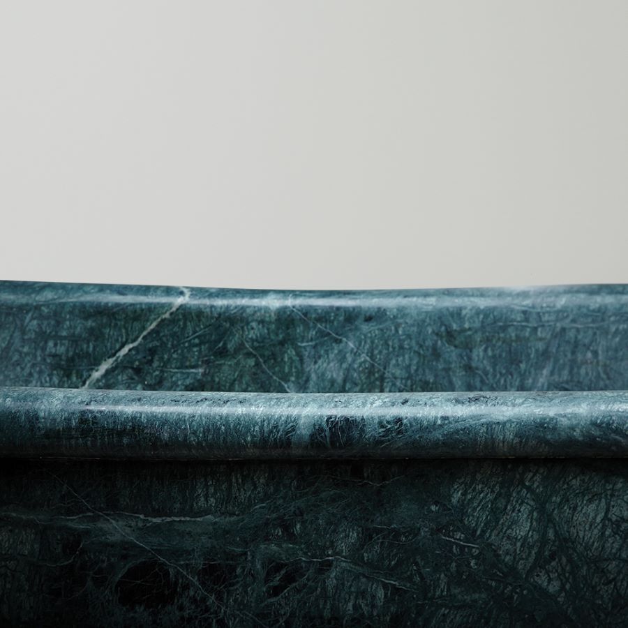 Stand Alone Roll Top Green Marble Bathtub Handmade In UK