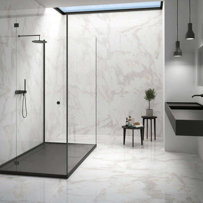 Style2 Calacatta Gold Az | Polished Porcelain Marble Effect White Floor Tile