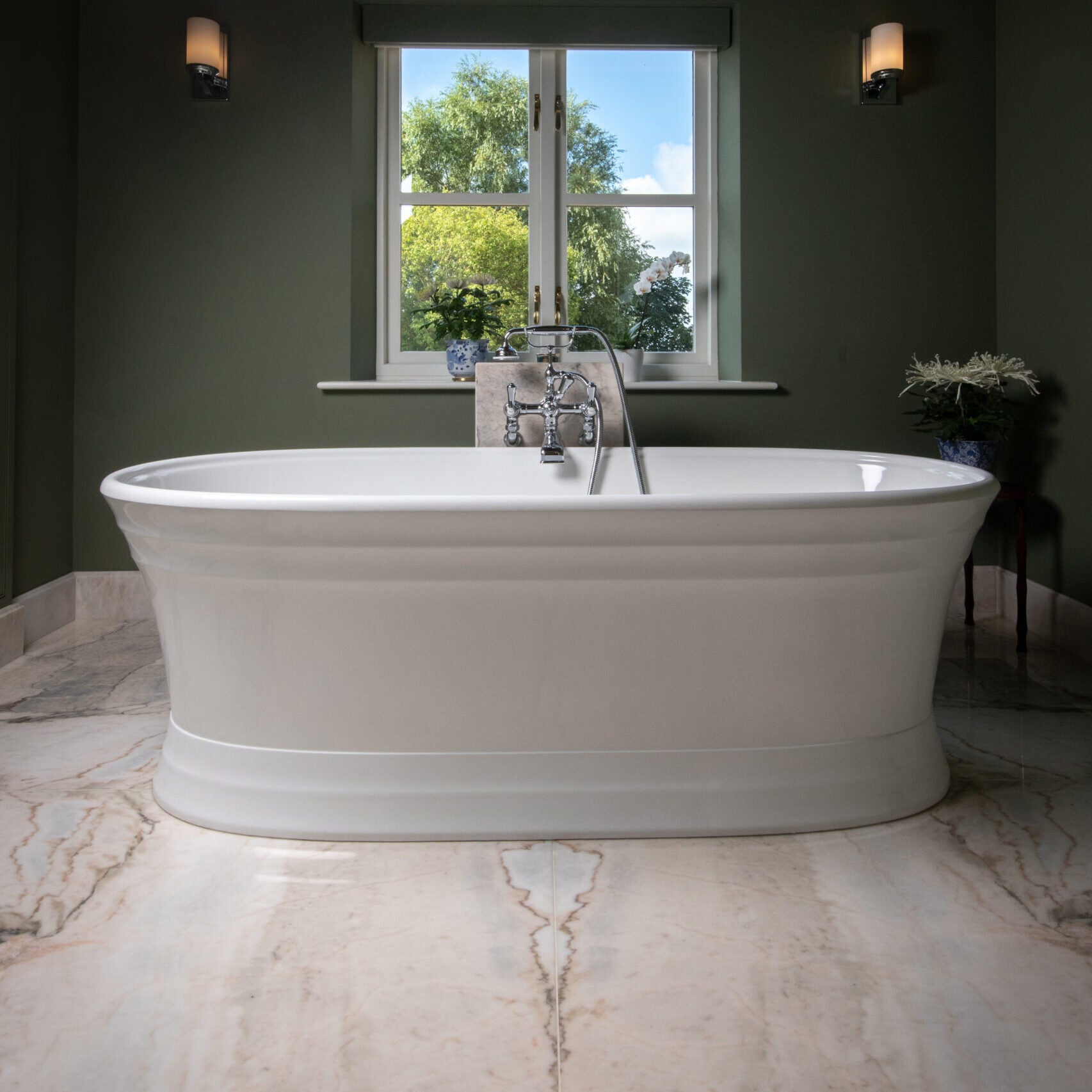 Bookmatched Marble Bathroom Floor