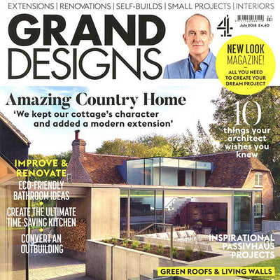 Grand Designs July 2018 – Villasse Ash Porcelain & Genuine Reclaimed Pennine Sandstone
