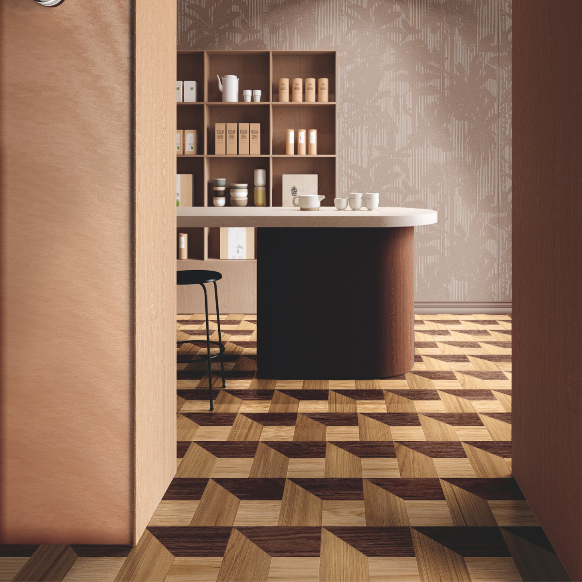 Real Wood Floor Tiles Created From Three Pieces Of Oak