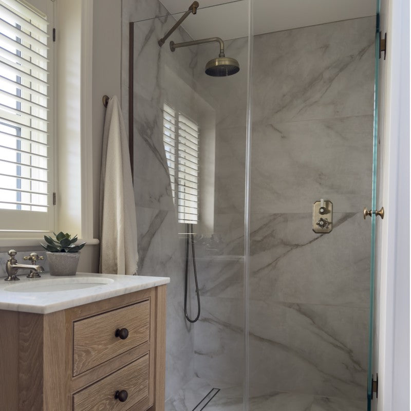 Antique Calacatta Marble Effect Porcelain Bathroom Tile