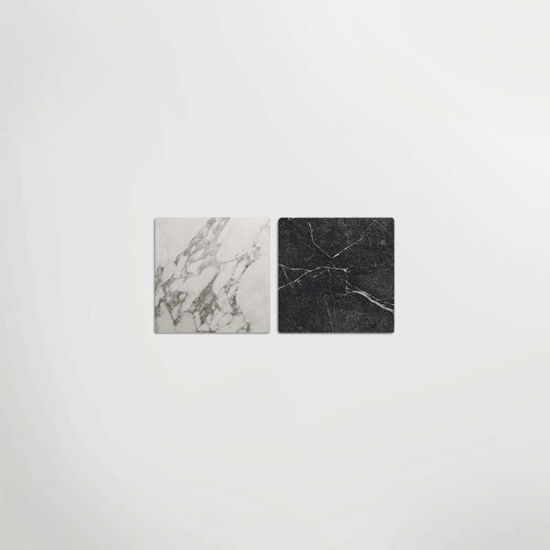 Antique Marble Arabescato and Nero Marquina Chequer - Marble Effect Porcleain