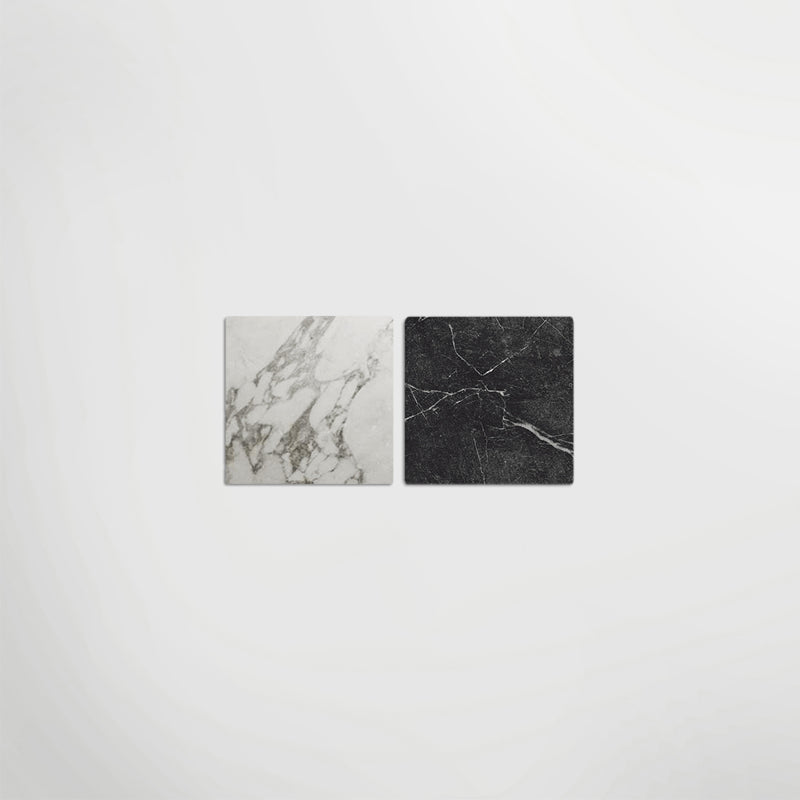 Antique Marble Arabescato and Nero Marquina Chequer - Marble Effect Porcelain
