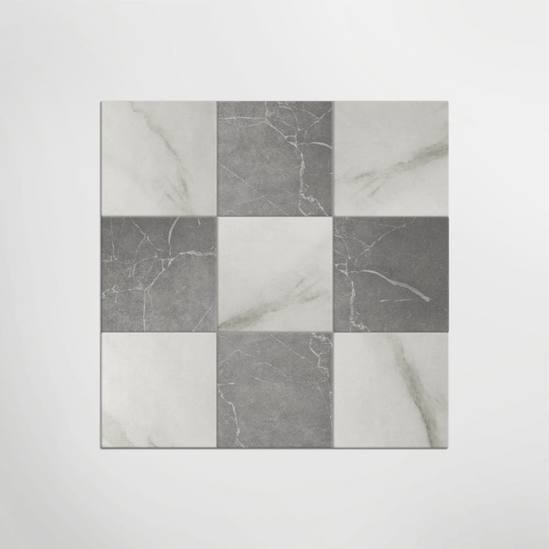 Antique Marble Bianco and Grigio Chequer - Marble Effect Porcelain