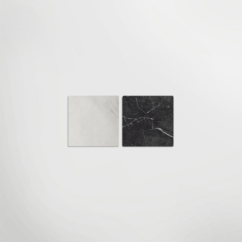 Antique Marble Bianco and Nero Marquina Chequer - Marble Effect Porcelain