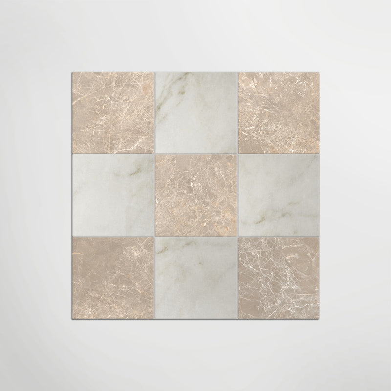 Antique Marble Calacatta Oro and Cosmo Taupe Chequer- Marble Effect Porcelain