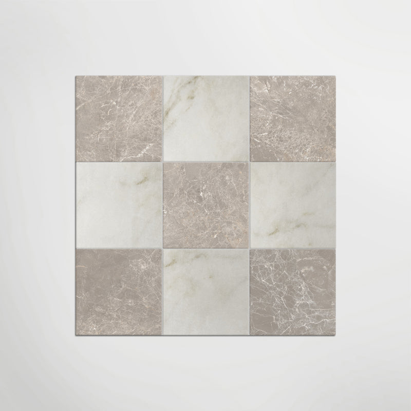 Antique Marble Calacatta Oro and Cosmo Taupe Chequer- Marble Effect Porcelain