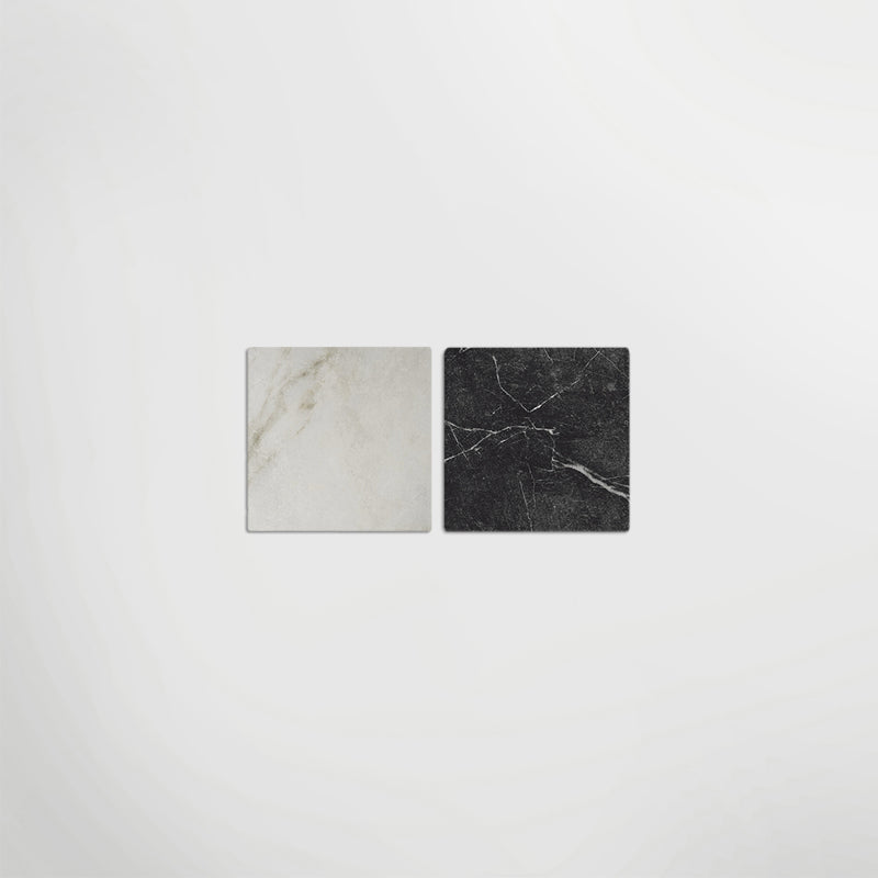 Antique Marble Calacatta Oro and Nero Marquina Chequer - Marble Effect Porcelain.