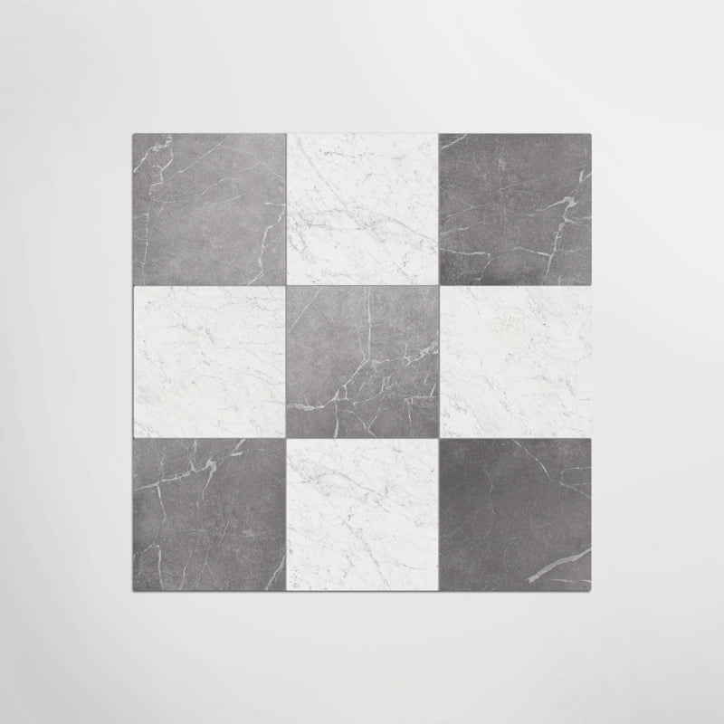Antique Marble Grigio And Carrara Chequer - Marble Effect Porcelain