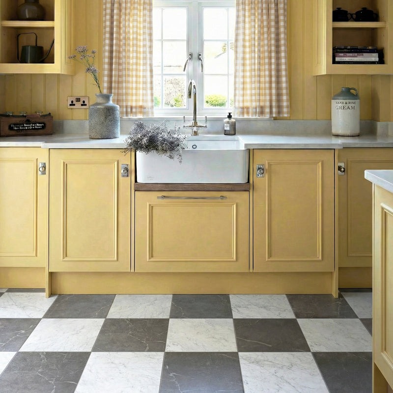 Antique Marble Grigio And Carrara Chequer - Marble Effect Porcelain