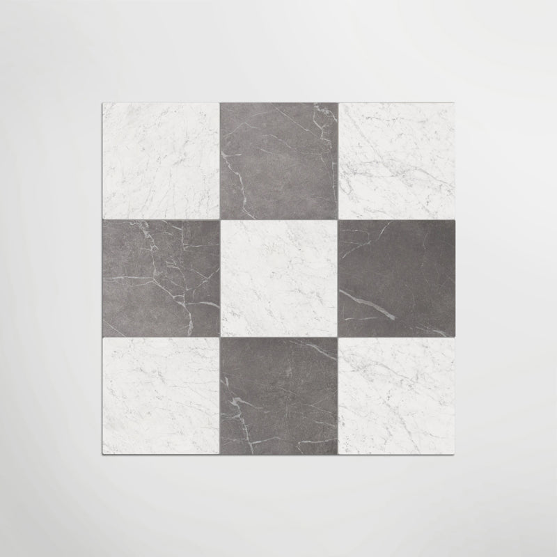 Antique Marble Grigio And Carrara Chequer - Marble Effect Porcelain