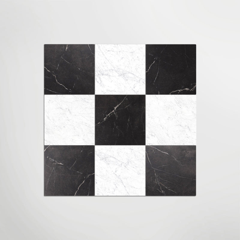 Antique Marble Nero Marquina And Carrara Chequer - Marble Effect Porcelain