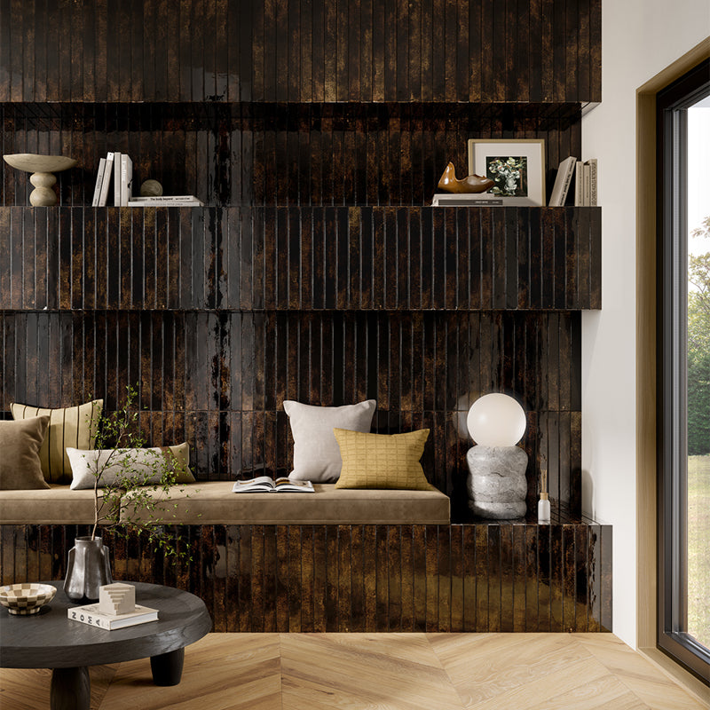 Black Decorative 450mm X 48mm Porcelain Tiles