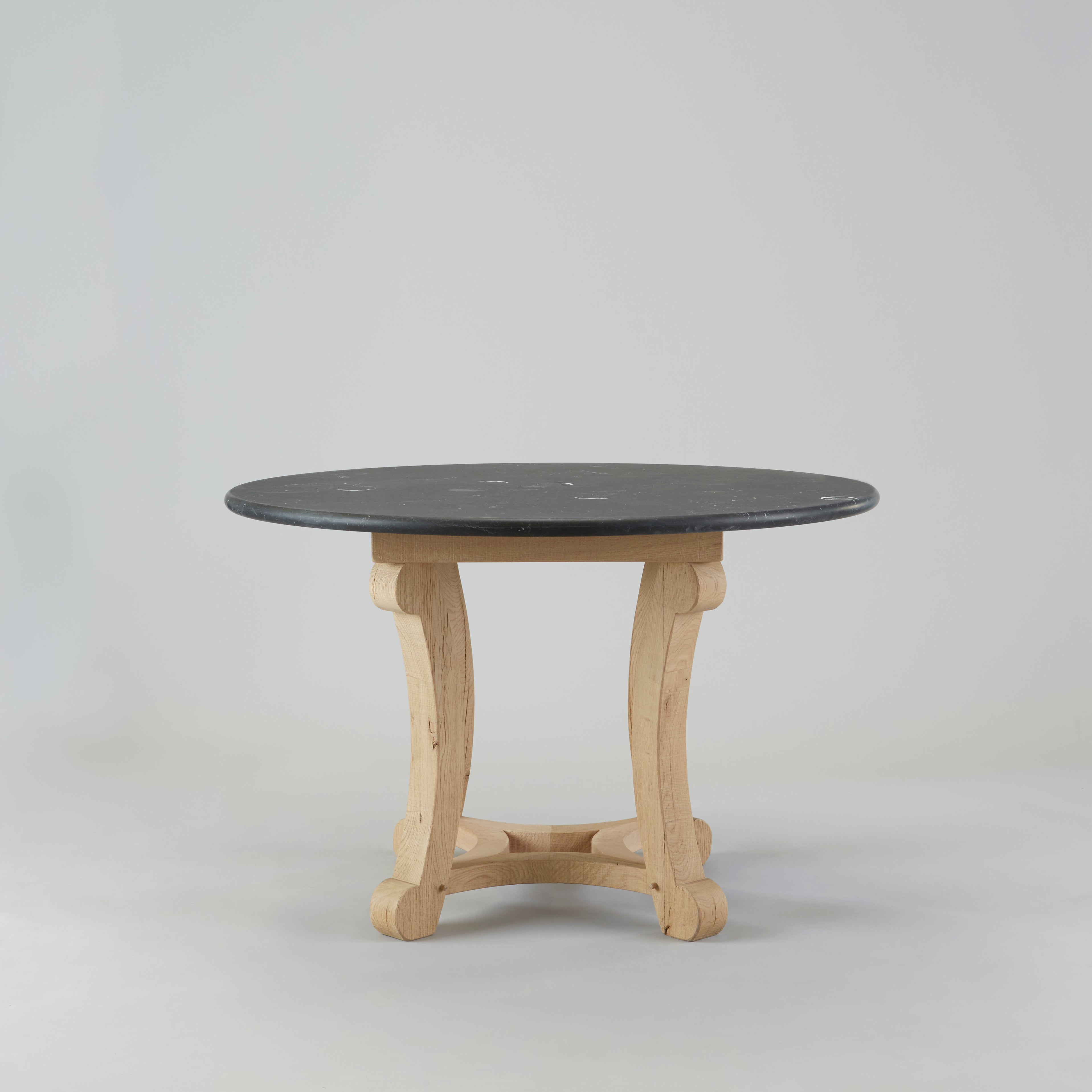 Small Round Limestone Handmade Dining Room Table - Black