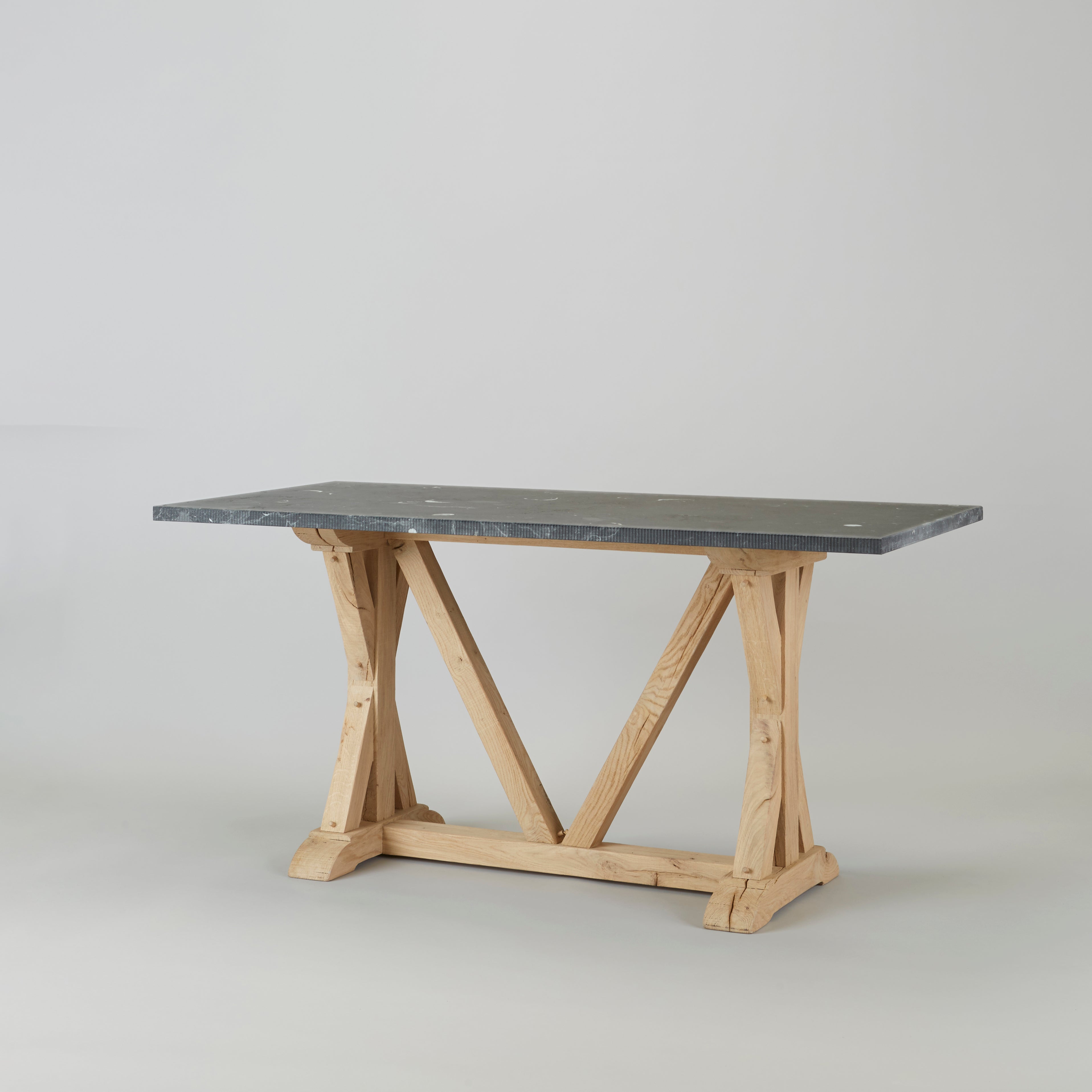 Small Limestone Handmade Dining Room Table - Black