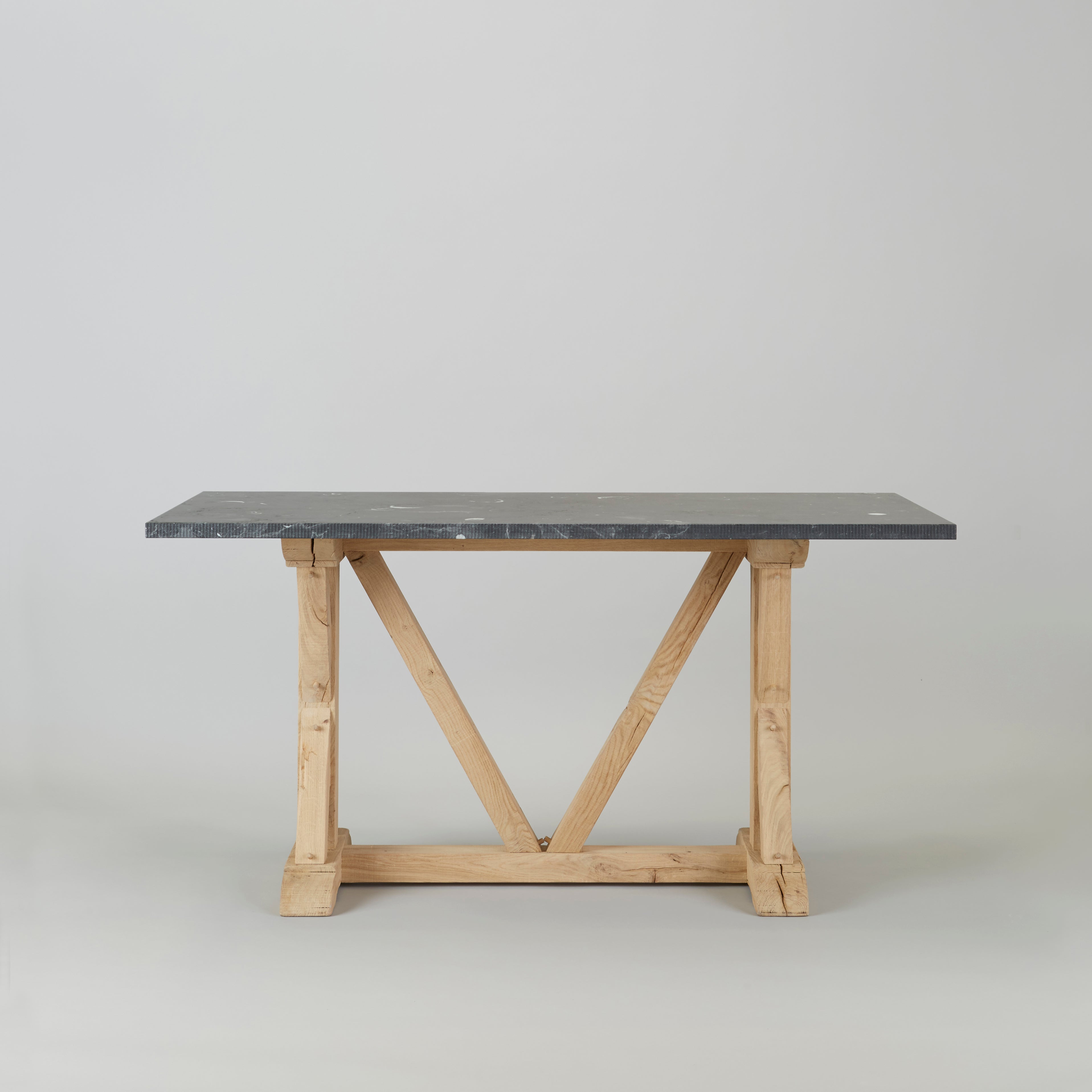 Small Limestone Handmade Dining Room Table - Black