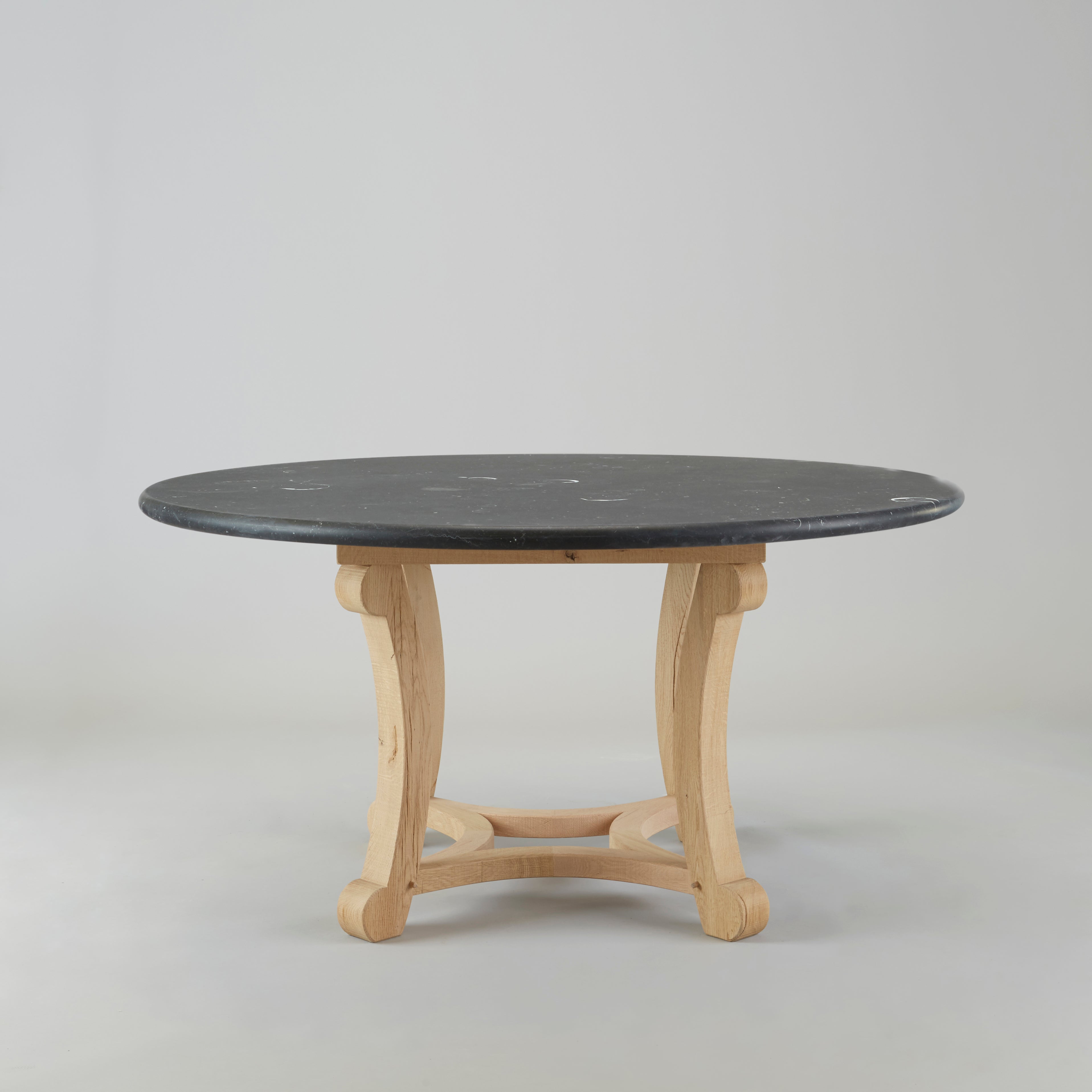 Large Round Limestone Handmade Dining Room Table - Black