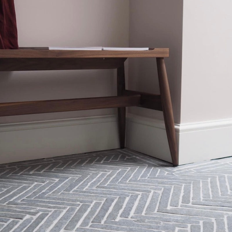 Bordeaux Blue Herringbone - Distressed Limestone