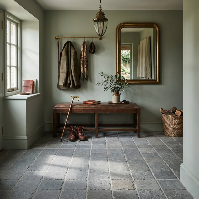 Bordeaux Blue Squares - Tumbled Limestone