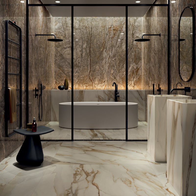 Calacatta Versilia Marble Effect Porcelain Tiles - Cream Tiles