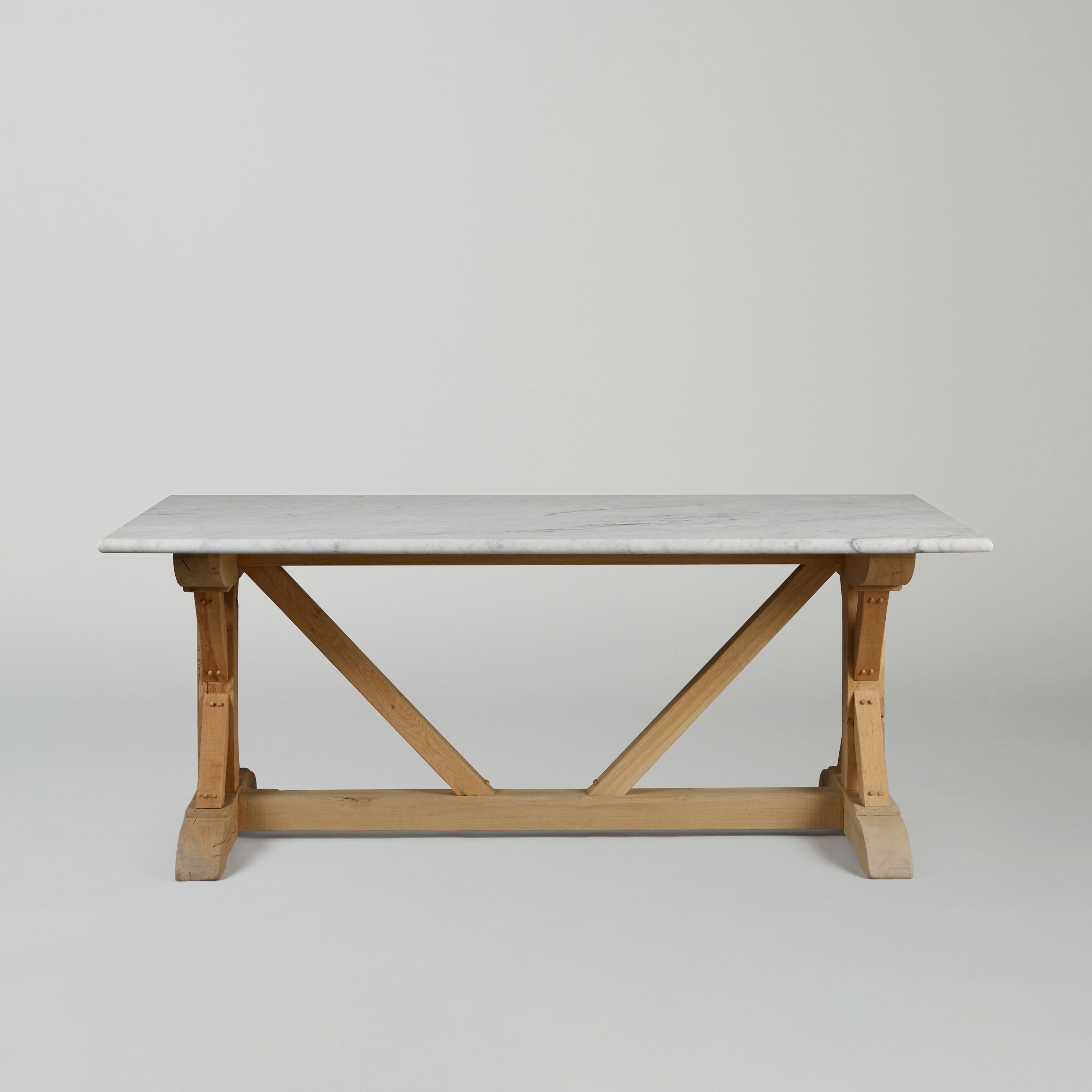 Medium Sized Marble Handmade Dining Room Table - White