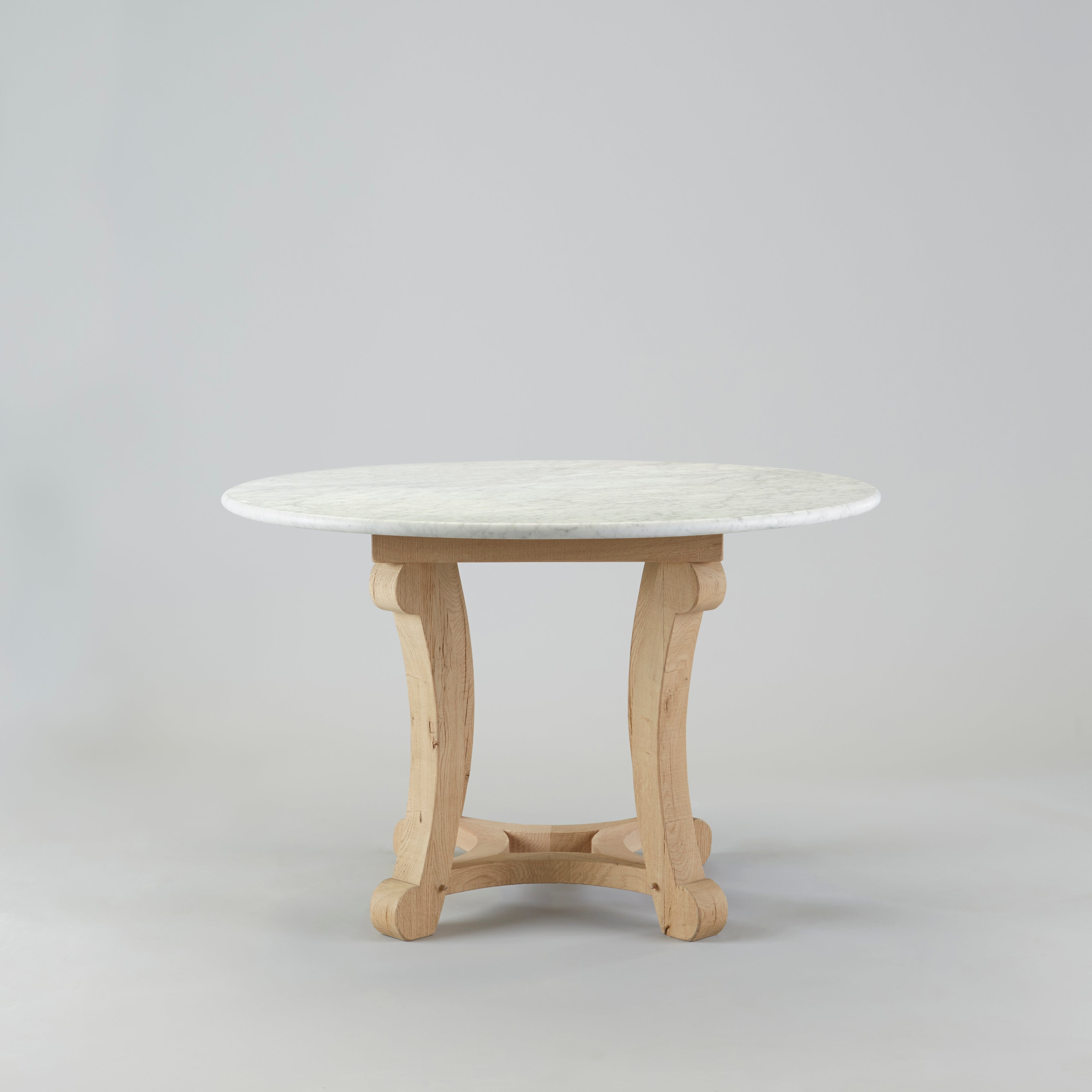 Small Round Marble Handmade Dining Room Table - White